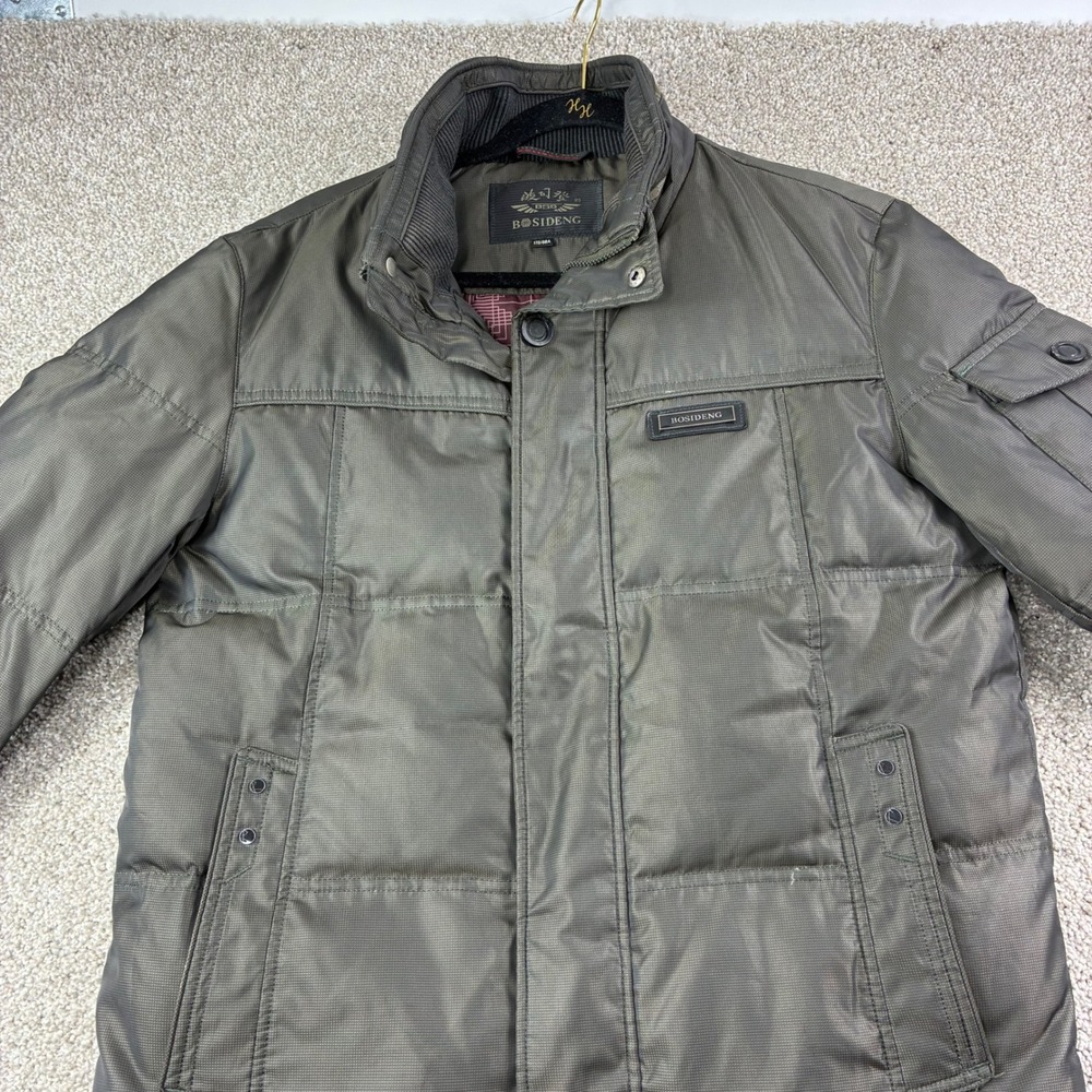 BOSIDENG Mens Size 170/88A Puffer Jacket Olive‎ Green Quilted Full Zip Winter